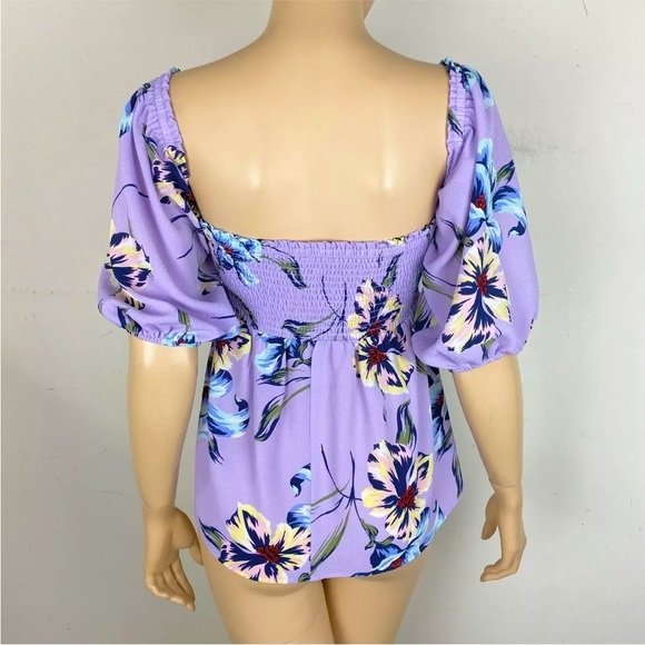 ❤️ LILY WHITE Beautiful Summer Purple Floral On Off Shoulder Women's small Top - Picture 5 of 9